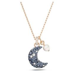 Swarovski Luna Halskette, Mehrfarbige, Rosé Vergoldete Damenhalskette mit Mondanhänger und Strahlenden Swarovski Kristallen von Swarovski