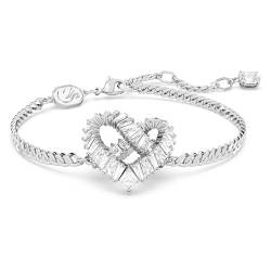 Swarovski Matrix Armband, Rhodiniertes Damenarmband im Herz-Design mit Weißen Kristallen von Swarovski
