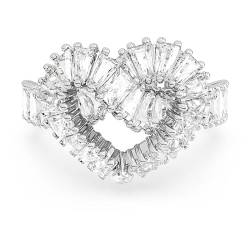 Swarovski Matrix Ring, Rhodinierter Damenschmuck im Herz-Design mit Strahlenden Swarovski Kristallen von Swarovski