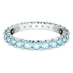 Swarovski Matrix Ring, Rhodinierter Damenschmuck mit Blauen, Strahlenden Swarovski Kristallen von Swarovski