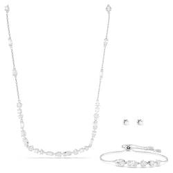 Swarovski Mesmera Set, Weiße und Rhodinierte Halskette, Ohrringe und Stilvolles Armband mit Strahlenden Swarovski Kristallen von Swarovski