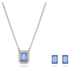 Swarovski Millenia Set, Blaue und Rhodinierte Halskette und Ohrringe mit Strahlenden Swarovski Kristallen von Swarovski