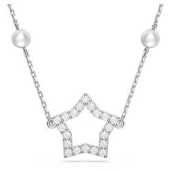 Swarovski Stella necklace, Crystal pearls, Star, White, Rhodium plated von Swarovski