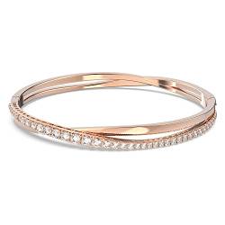 Swarovski Twist Armband, Weißer und Rosé Vergoldeter Damenarmreif mit Strahlenden Swarovski Kristallen von Swarovski