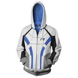 Mass Effect N7 Kapuzenjacke Herren Mit Reißverschluss,Hoodie Sweatjacke Männer,Cosplay Hoodie Herren Zipper Hoody Pullover von Swdan