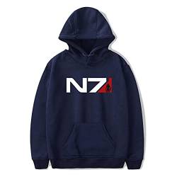 Swdan Mass Effect N7 Hoodies Herren,Langarm Hoodie Männer Schwarz,Cosplay Hoodie Damen Hoody Pullover Herren Oversize von Swdan