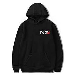 Swdan Mass Effect N7 Hoodies Herren,Langarm Hoodie Männer Schwarz,Cosplay Hoodie Damen Hoody Pullover Herren Oversize von Swdan