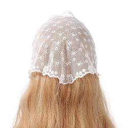 Sweet Girls Lace Bandana Sheer Hair Kerchief Tie Back Headwrap Flower Pattern Breathable Turban for Girls Photo Props Lace Halstuch For Women von Sweeaau