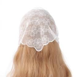 Sweet Girls Lace Bandana Sheer Hair Kerchief Tie Back Headwrap Flower Pattern Breathable Turban for Girls Photo Props Lace Halstuch For Women von Sweeaau