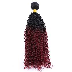 Afro Kinky Curly Hair Bundles Ombre Black To GN Cosplay Synthetic Hair Weave Extensions For Women T1B-99J 20 inch 1 PC von Sweejim