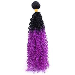 Afro Kinky Curly Hair Bundles Ombre Black To GN Cosplay Synthetic Hair Weave Extensions For Women T1B-Purple 20 inch 1 PC von Sweejim