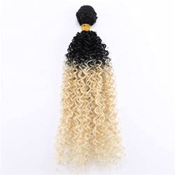 Afro Kinky Curly Hair Bundles Ombre Black To GN Cosplay Synthetic Hair Weave Extensions For Women T1B613 22 inch 1 PC von Sweejim