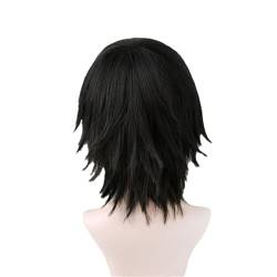 Cosplay Perücke Mann Cosplay Schwarz Kurze Flauschige Layered Hitze Kunsthaar Perücken + Wigcap Only Wig One Size von Sweejim