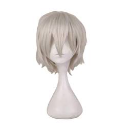 Halloween-Kostüme, Cosplay-Perücken Für Männer Und Frauen, Hitzefaser-Perücke, 30,5 Cm Sliver white One Size von Sweejim