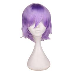 Halloween-Kostüme, Cosplay-Perücken Für Männer Und Frauen, Hitzefaser-Perücke, 30,5 Cm light Purple One Size von Sweejim