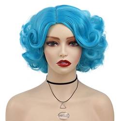 Kurze lockige Haarblondperiere für Frauen synthetische geschichtete Frisuren Cosplay Perücke Blue 1 PC von Sweejim