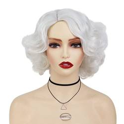 Kurze lockige Haarblondperiere für Frauen synthetische geschichtete Frisuren Cosplay Perücke Light Grey 1 PC von Sweejim