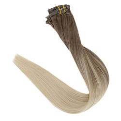 Nahtloses Haarclip Haarverlängerungen Remy menschliches Haar 120G PU Invisible Clip in Erweiterungen menschliche Haarfarbe 8 60 16inches 100g/Set von Sweejim