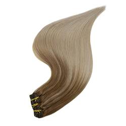 Ombre -Clip in Haarverlängerungen 7pcs Doppelte Wefted Extension Blonde Ombre 100% Remy menschliches Haarverlängerungen dickes Haar 10 16 16 16inches 100g von Sweejim