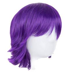 Orange Cosplay Perücke Synthetische Wärmefaser Kurze Wellige Haare Damen Für Party Purple 10inches von Sweejim