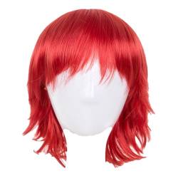 Orange Cosplay Perücke Synthetische Wärmefaser Kurze Wellige Haare Damen Für Party Red 10inches von Sweejim