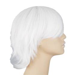 Orange Cosplay Perücke Synthetische Wärmefaser Kurze Wellige Haare Damen Für Party White 10inches von Sweejim
