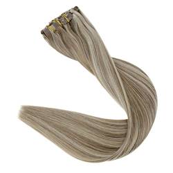 PU Clip Haarverlängerungen Remy menschliches Haar 100 g nahtloser unsichtbarer Clip in Erweiterungen menschliche Haarfarbe Blonde 8p60 14inches 100g/Set von Sweejim