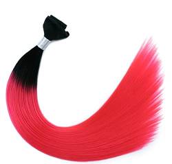 Synthetic Omber Hair T1B/Red Long Straight Hair Weaving One Bundles Deal Hair Weft Colorful Hair Pieces For Girls 1B Pink 18inch von Sweejim