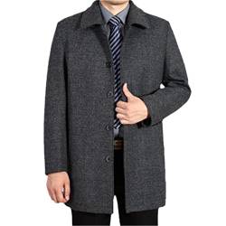 Wollmantel für Herren Casual Wollmäntel Männliche Kleidung Herren Jacken Einreihiger Übermantel Grau9 7XL von Sweejim