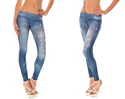 Damen Hose Jeans Leggings Jeggins Tights Blau Strass Muster Muster Schmetterling von Sweet Miss
