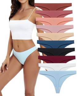 SweetSnow 10 Stück Nahtlose Tangas für Frauen Atmungsaktive Tanga Unterwäsche Set No Show Panty Line, Mehrfarbig, S von SweetSnow