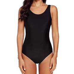 Sweetneed chida yi Damen Badeanzug Sport Bademode Damen Bauchweg Einteiliger Badeanzug Sexy Push Up Badeanzüge Damen Swim Suit Monokini Damen Strandmode Damen Sommer (Tiefschwarz,M) von Sweetneed chida yi