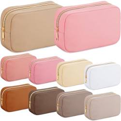 Sweetude Kacctyen 10 Stück Nylon-Make-up-Tasche, Kosmetiktaschen für Damen und Mädchen, wiederverwendbar, Make-up-Organizer, große Kapazität, Kulturbeutel, Reise-Make-up-Organizer mit Reißverschluss, von Sweetude