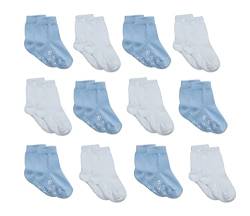 Sweety Bloom Socken Jungen 22-25, 2-3 Jahre, Antirutsch, Weiß, Blau, Baumwolle, 12 Stück, Unisex von Sweety Bloom