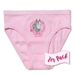 Sweety 2er Set Mädchen Unterwäsche Bikini-Slip Feinripp Gr. 104 I Bequemer Mädchen Slip aus 100% Baumwolle mit Pferdemotiv I Kinder Unterwäsche I Unterhosen Mädchen I Girls Underwear I Rosa von Sweety