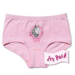 Sweety 2er Set Mädchen Unterwäsche Hipster Feinripp Gr. 104 I Bequemer Mädchen Slip aus 100% Baumwolle mit Pferdemotiv I Kinder Unterwäsche I Unterhosen Mädchen I Girls Underwear I Rosa von Sweety