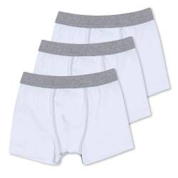 Sweety 3er Pack Retro Boxer-Shorts Gr. 128 I Jungen Unterhosen aus Baumwolle & Elasthan mit Weichbund I Hochwertige Unterhosen Kinder I Unterwäsche Jungen I Weiß von Sweety