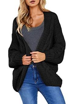 Sweezarmo Damen Elegante lässige Strickjacke solide Farbe überdimensioniert Mode lose Lange Ärmel Jacke L Groß Schwarz- von Sweezarmo