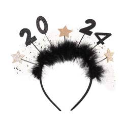 Swetopq 2024 Stirnband Neujahr Stirnband Neujahr Haar Hoop Frohes Neues Jahr Stirnband Neujahr Party Headwear Stern Stirnband Neujahr Stirnband 2024 von Swetopq