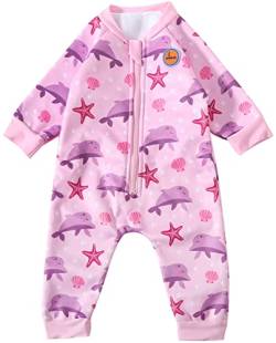 Swimbubs Baby Schwimmanzug Jungen Fleece gefüttert Neoprenanzug Mädchen UV UPF50 Sonnenschutz Badeanzug (12-24 Monate, Rosa Delphin) von Swimbubs