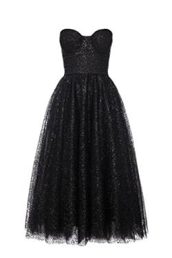 Swing Fashion Women's Glamour | Schwarz Midikleid Damen | Elegantes Festliches Kleid | Partykleid | Abendkleid | Hochzeitskleider | Abschlussballkleid | Ballkleid | Glitzerkleid | Korsett 36 (S) von Swing Fashion