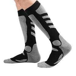 Ski socken Herren 43-47, 1 Paar Atmungsaktive Dicke Schwarze Baumwolle Thermische Skitouren Socken Lange Knie Hohe Wandern Socken Männer Ski Socken für Skifahren Sport im Freien von SwirlColor