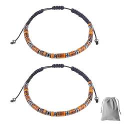 SwirlColor Herren Armbänd, 2 Stück Heilung Kristalle Tigerauge Armband Einstellbare Männer Armband Spirituelle Geschenke für Männer Frauen Freund Mann Vater Geburtstag Vatertag von SwirlColor