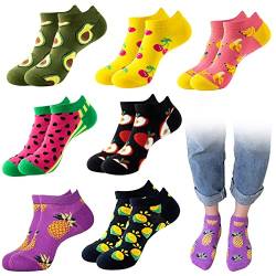 SwirlColor Socken Damen 39-42, 7 Paar Wöchentliche Lustige Socken mit Fruchtmustern Bequeme Baumwolle Frauen Socken Multipack von SwirlColor