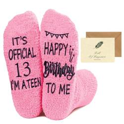 SwirlColor Socken zum 13. Geburtstag für Mädchen, warme bequeme rosa Bettsocken waschbar Mädchen Geburtstagsgeschenke zum 13, rose von SwirlColor