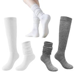 SwirlColor Warme Socken Damen, Einzigartige 3-Wege-Tragen Lange Scrunch Knie High Boot Socken Winter Thermal Socken für Mädchen Damen 2 Paare One Size von SwirlColor