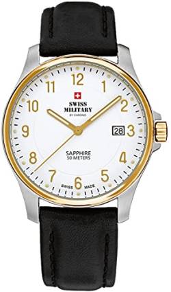 Swiss Military Herren Uhr analog Quarzwerk mit Leder Armband SM30137.08 von Swiss Military by Chrono