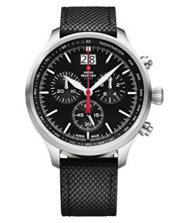 Swiss Military by Chrono Herren Uhr Chronograph Quarzwerk mit Lederarmband Analoge Herrenuhr Armbanduhr Silber SM34064.01 von Swiss Military by Chrono