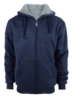 SwissWel Hoodie Herren Sweatshirt Kapuzenpullover Fleece Winterjacke Reißverschluss Sweatjacke(0652Navy blau,L) von SwissWell