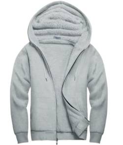 SwissWell Herren Fleecejacke Full Zip Kapuzenjacke Winter Sweatjacke mit Kapuze Gefütterte Hoodie Männer(0652-Grau 2XL) von SwissWell